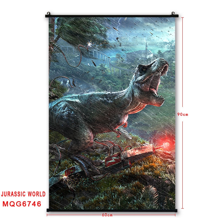 Jurassic World Anime black Plastic rod Cloth painting Wall Scroll 60X90CM MQG-6746