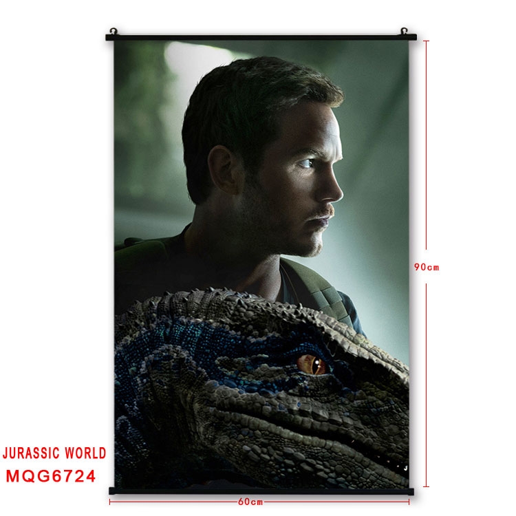 Jurassic World Anime black Plastic rod Cloth painting Wall Scroll 60X90CM MQG-6724