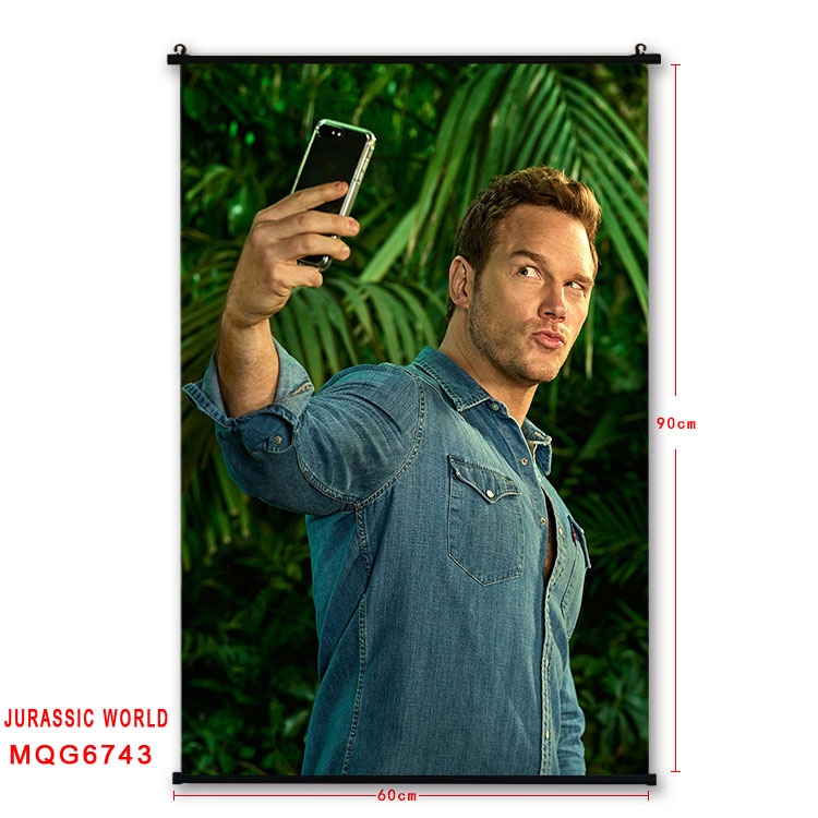 Jurassic World Anime black Plastic rod Cloth painting Wall Scroll 60X90CM MQG-6743