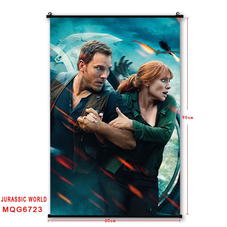 Jurassic World Anime black Plastic rod Cloth painting Wall Scroll 60X90CM MQG-6723