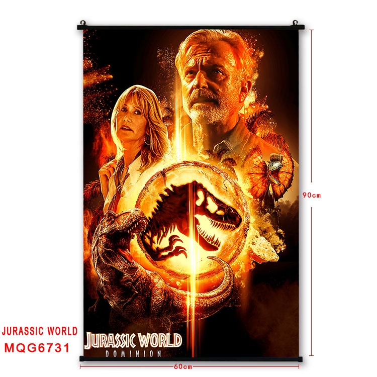 Jurassic World Anime black Plastic rod Cloth painting Wall Scroll 60X90CM MQG-6731