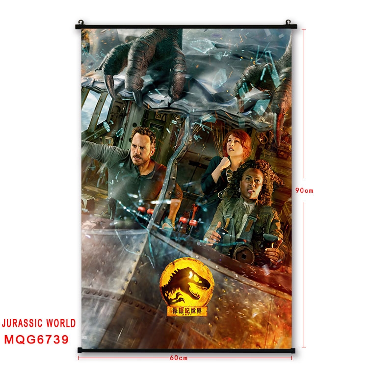 Jurassic World Anime black Plastic rod Cloth painting Wall Scroll 60X90CM MQG-6739