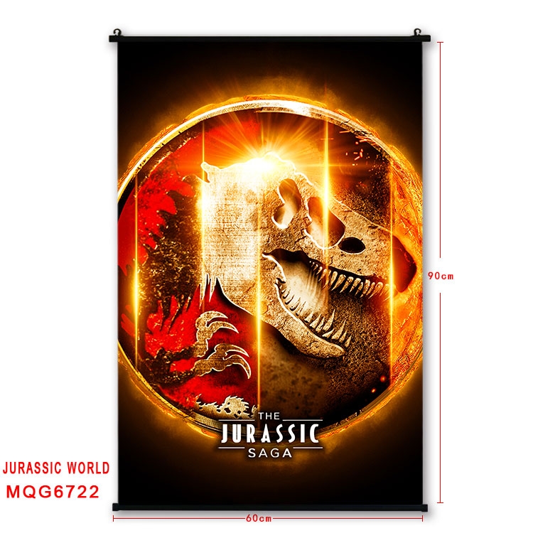 Jurassic World Anime black Plastic rod Cloth painting Wall Scroll 60X90CM MQG-6722