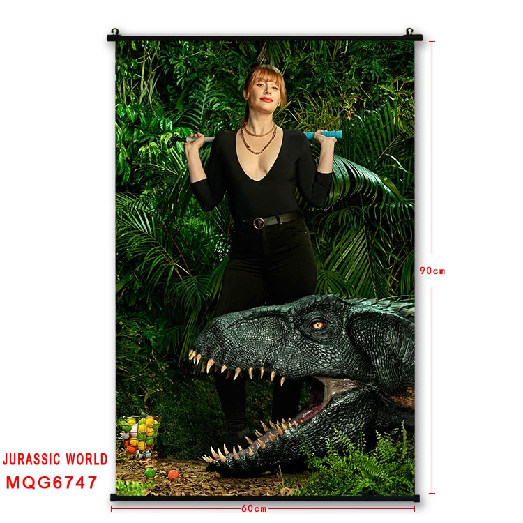 Jurassic World Anime black Plastic rod Cloth painting Wall Scroll 60X90CM MQG-6747