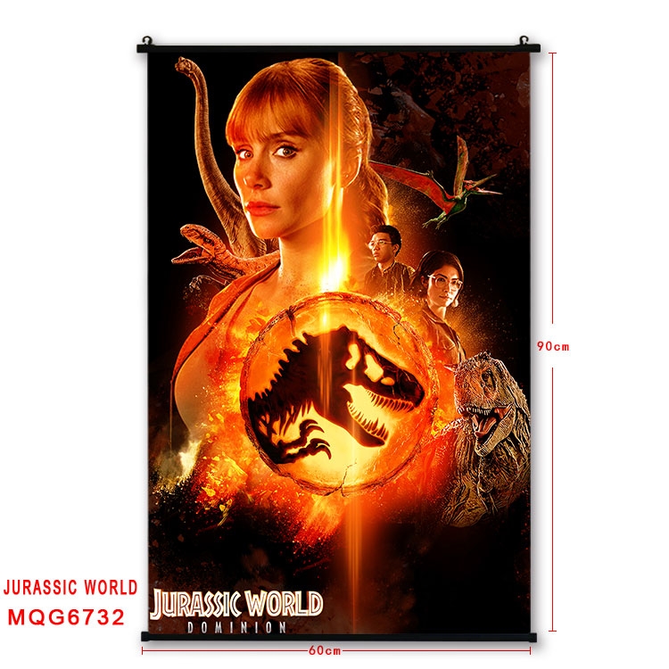 Jurassic World Anime black Plastic rod Cloth painting Wall Scroll 60X90CM MQG-6732