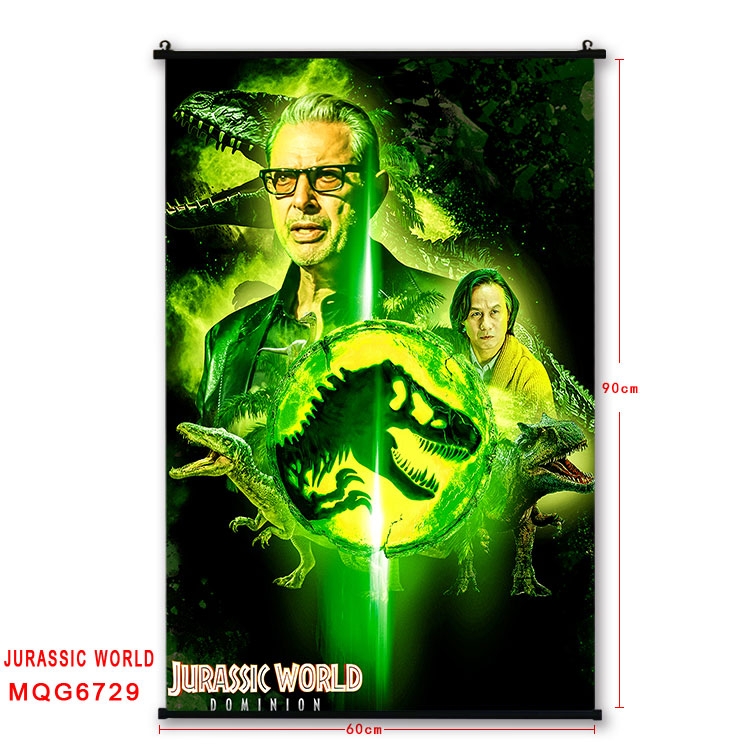 Jurassic World Anime black Plastic rod Cloth painting Wall Scroll 60X90CM MQG-6729