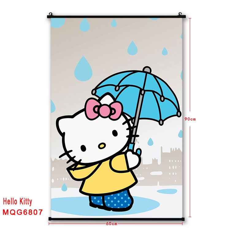 hello kitty Anime black Plastic rod Cloth painting Wall Scroll 60X90CM MQG-6807