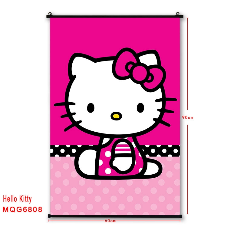 hello kitty Anime black Plastic rod Cloth painting Wall Scroll 60X90CM MQG-6808