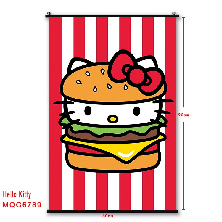 hello kitty Anime black Plastic rod Cloth painting Wall Scroll 60X90CM MQG-6789