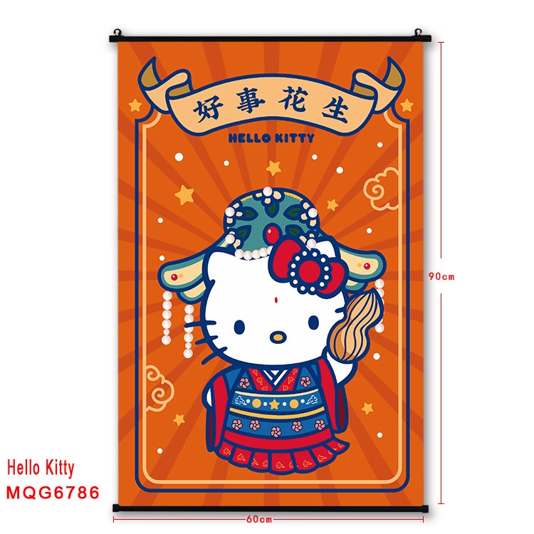 hello kitty Anime black Plastic rod Cloth painting Wall Scroll 60X90CM MQG-6786