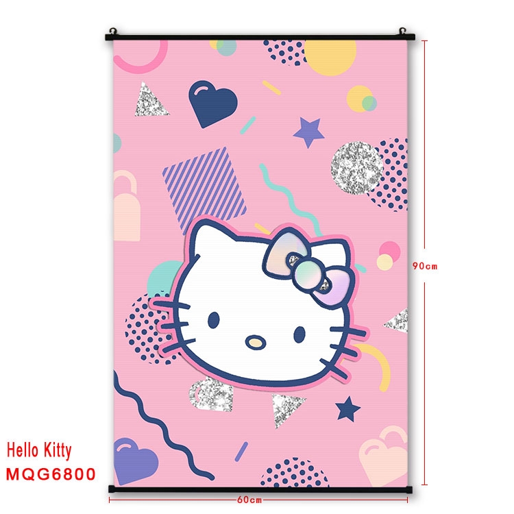 hello kitty Anime black Plastic rod Cloth painting Wall Scroll 60X90CM MQG-6800