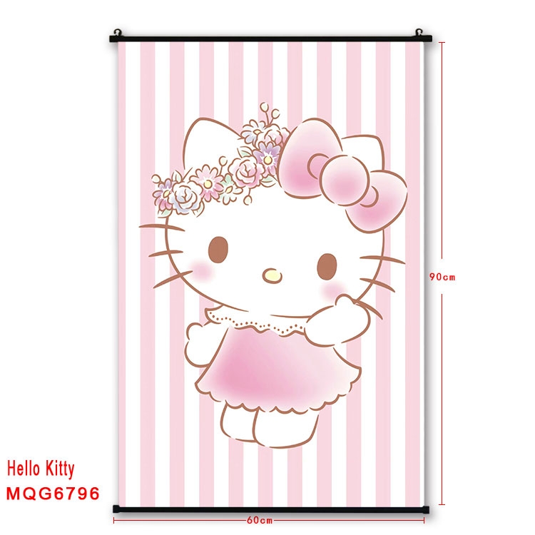hello kitty Anime black Plastic rod Cloth painting Wall Scroll 60X90CM MQG-6796