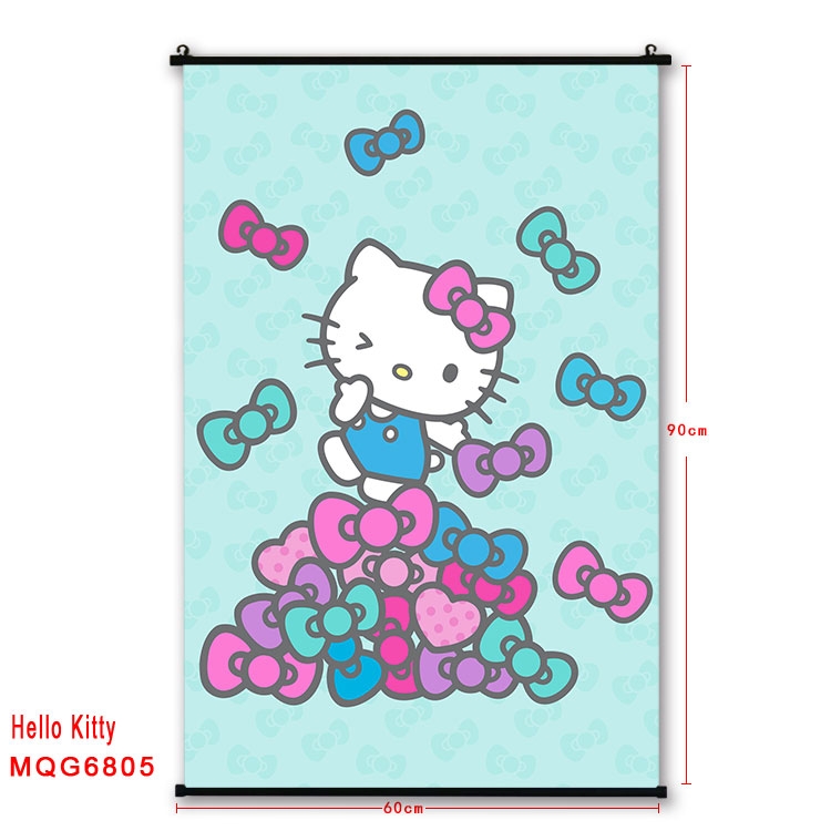hello kitty Anime black Plastic rod Cloth painting Wall Scroll 60X90CM MQG-6805
