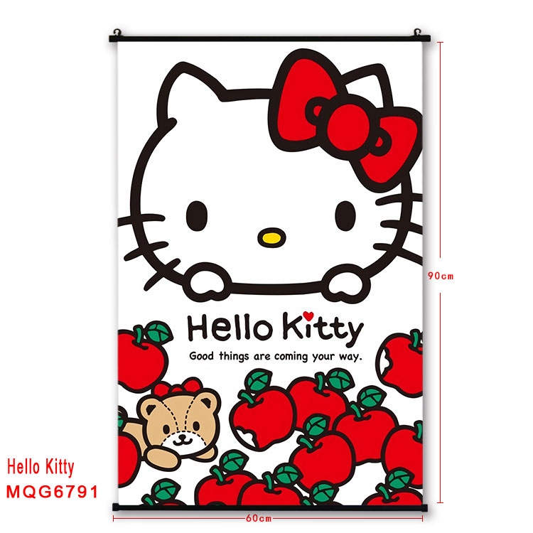 hello kitty Anime black Plastic rod Cloth painting Wall Scroll 60X90CM MQG-6791