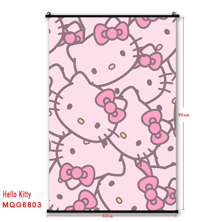 hello kitty Anime black Plastic rod Cloth painting Wall Scroll 60X90CM MQG-6803
