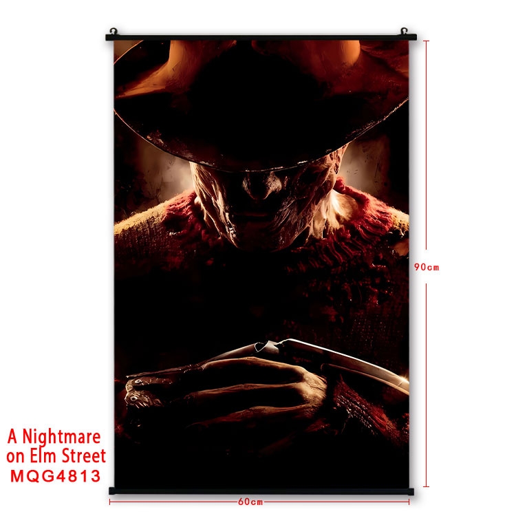 A Nightmare on Elm Street Anime black Plastic rod Cloth painting Wall Scroll 60X90CM MQG-4813
