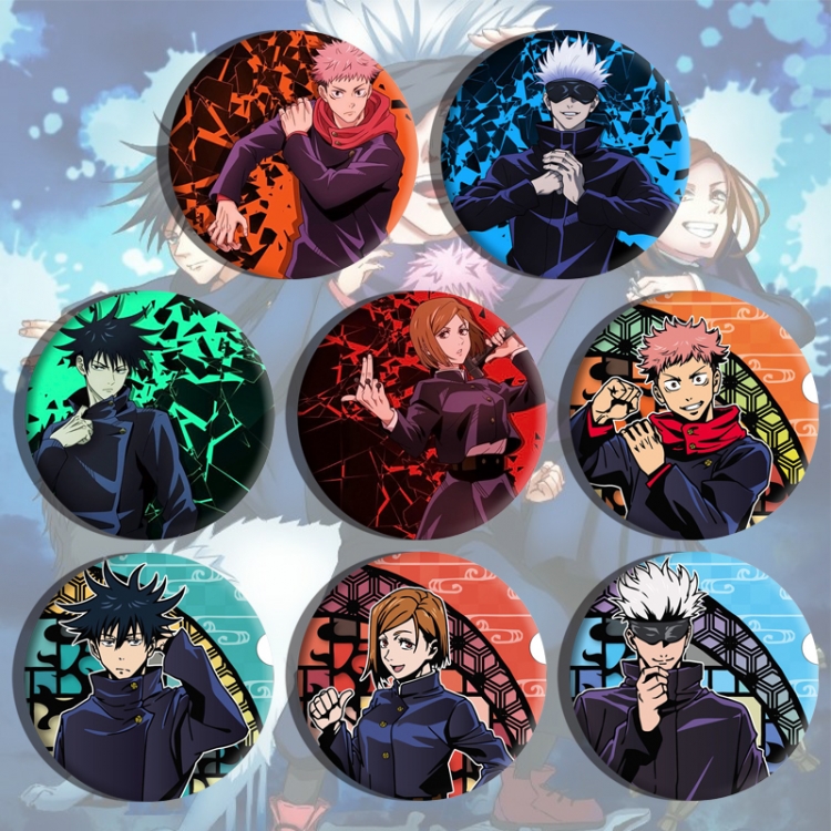 Jujutsu Kaisen Anime tinplate brooch badge a set of 8