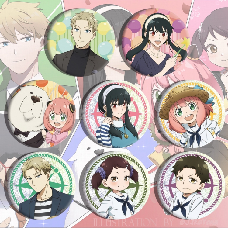 SPY×FAMILY Anime tinplate brooch badge a set of 8