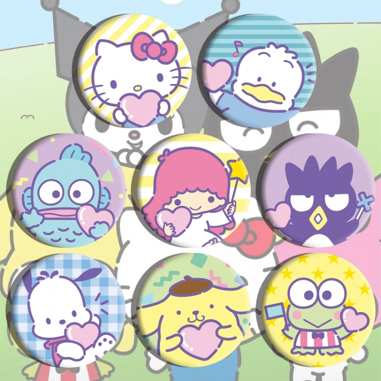 Sanrio Anime tinplate brooch badge a set of 8