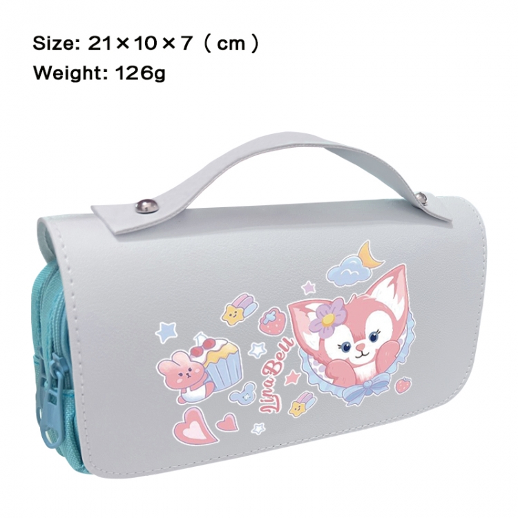 Disney Anime PU canvas flip three color portable pen bag 21X10X7cm