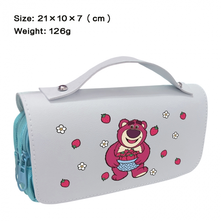 Disney Anime PU canvas flip three color portable pen bag 21X10X7cm