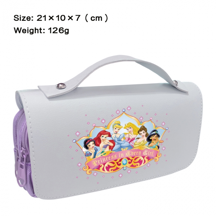 Disney Anime PU canvas flip three color portable pen bag 21X10X7cm