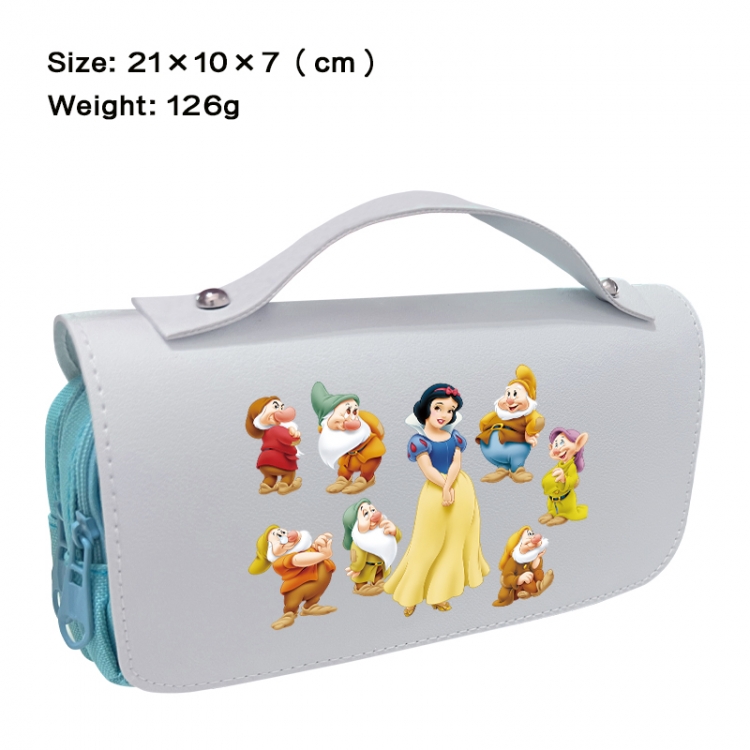 Disney Anime PU canvas flip three color portable pen bag 21X10X7cm