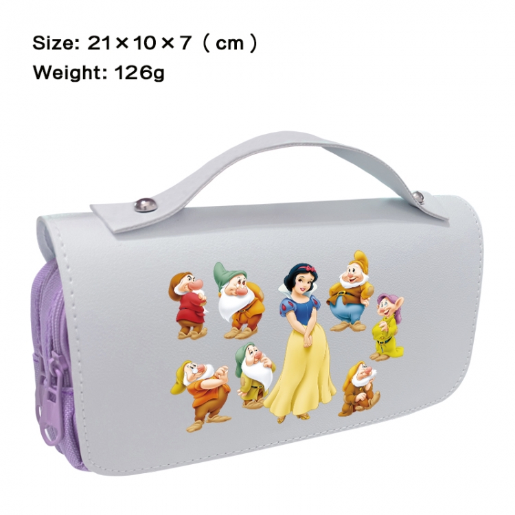 Disney Anime PU canvas flip three color portable pen bag 21X10X7cm