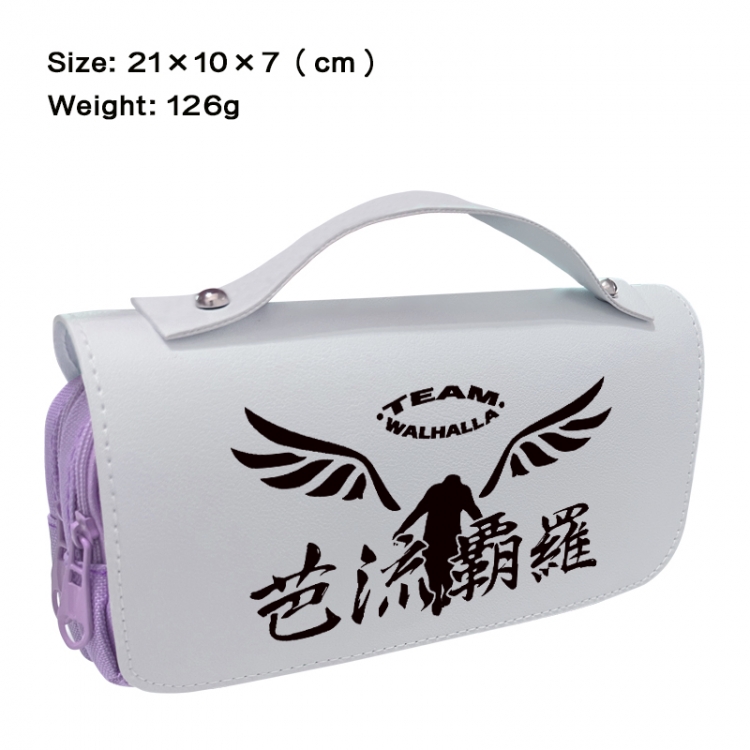 Tokyo Revengers  Anime PU canvas flip three color portable pen bag 21X10X7cm