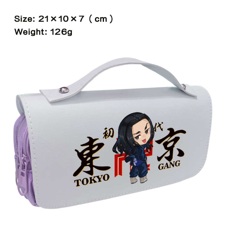 Tokyo Revengers  Anime PU canvas flip three color portable pen bag 21X10X7cm
