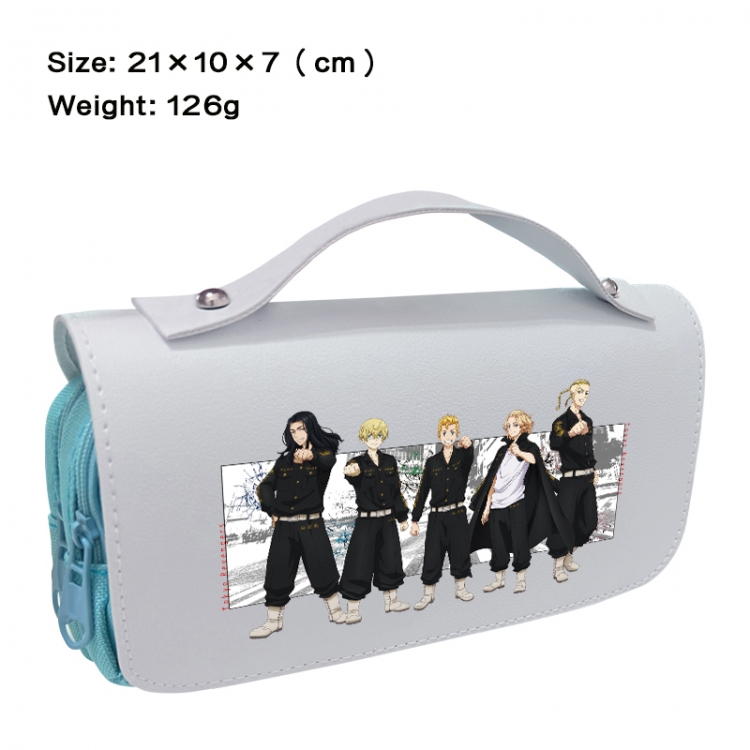 Tokyo Revengers  Anime PU canvas flip three color portable pen bag 21X10X7cm
