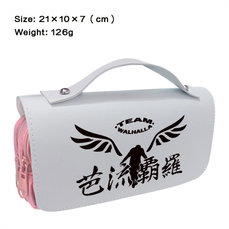 Tokyo Revengers  Anime PU canvas flip three color portable pen bag 21X10X7cm