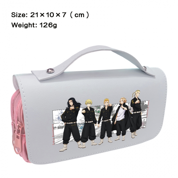 Tokyo Revengers  Anime PU canvas flip three color portable pen bag 21X10X7cm