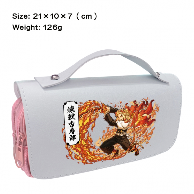 Demon Slayer Kimets Anime PU canvas flip three color portable pen bag 21X10X7cm