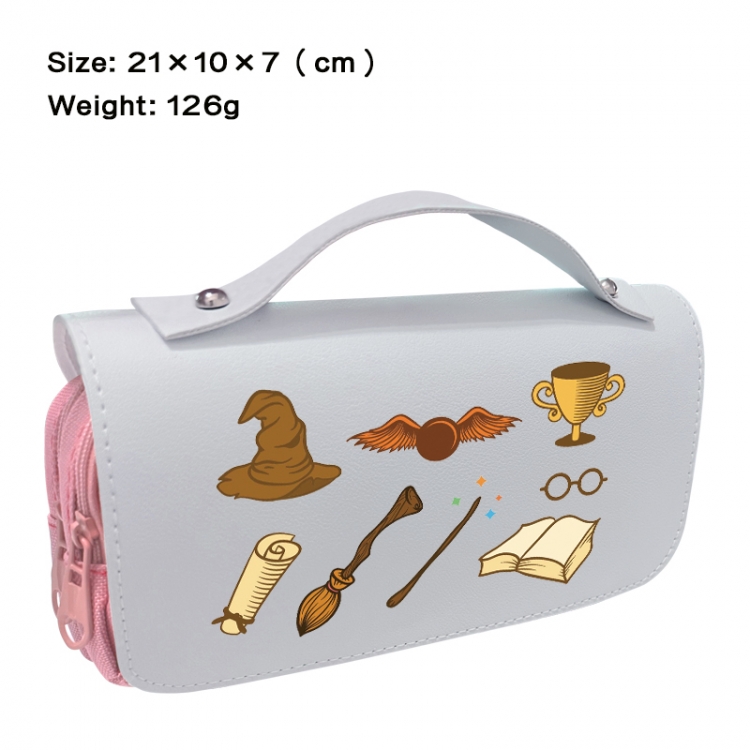Harry Potter Anime PU canvas flip three color portable pen bag 21X10X7cm