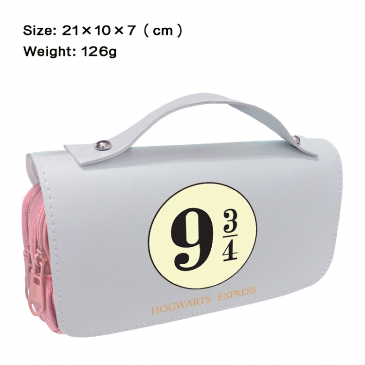 Harry Potter Anime PU canvas flip three color portable pen bag 21X10X7cm