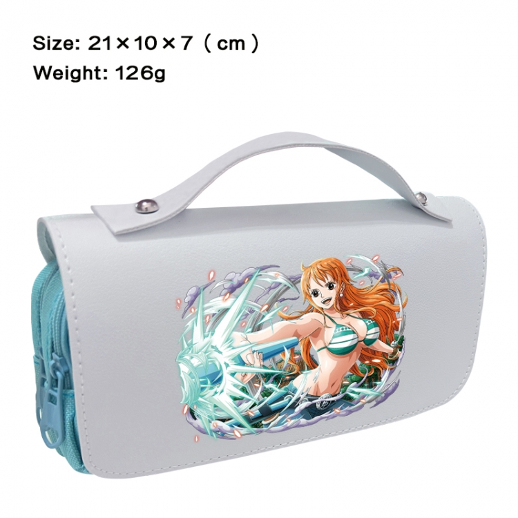 One Piece Anime PU canvas flip three color portable pen bag 21X10X7cm