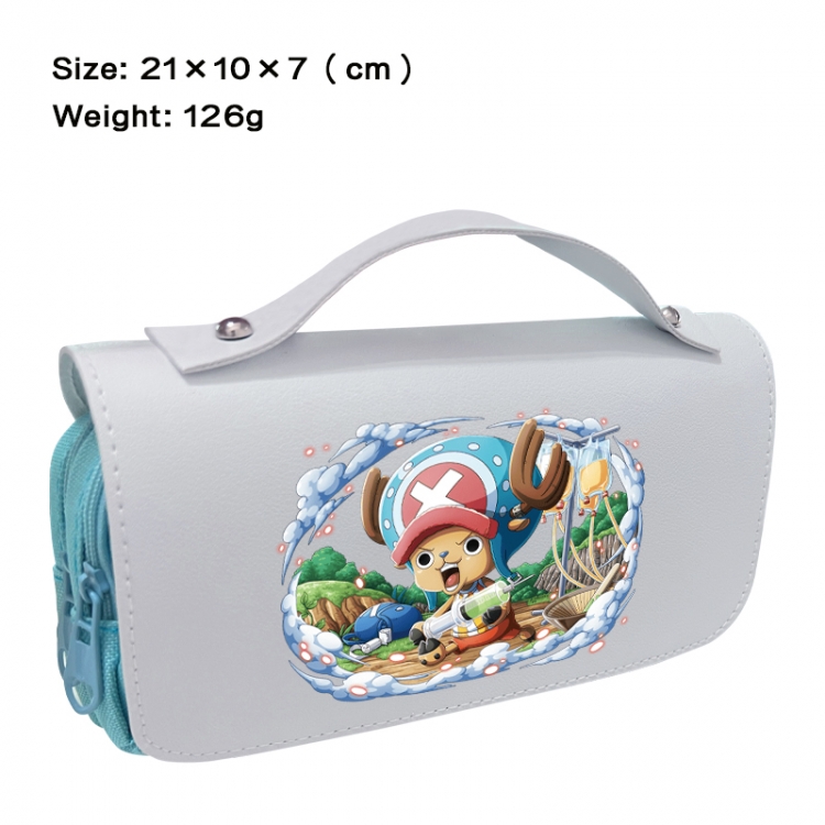 One Piece Anime PU canvas flip three color portable pen bag 21X10X7cm
