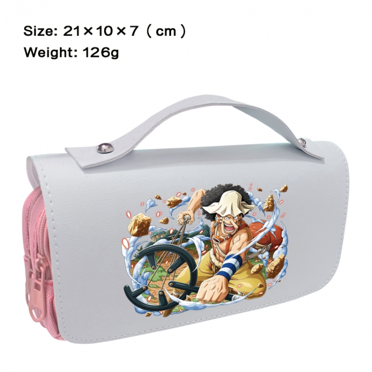 One Piece Anime PU canvas flip three color portable pen bag 21X10X7cm