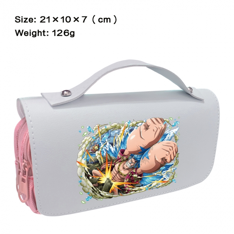One Piece Anime PU canvas flip three color portable pen bag 21X10X7cm