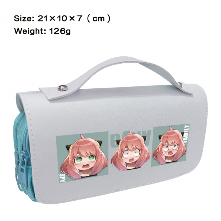 SPY×FAMILY Anime PU canvas flip three color portable pen bag 21X10X7cm
