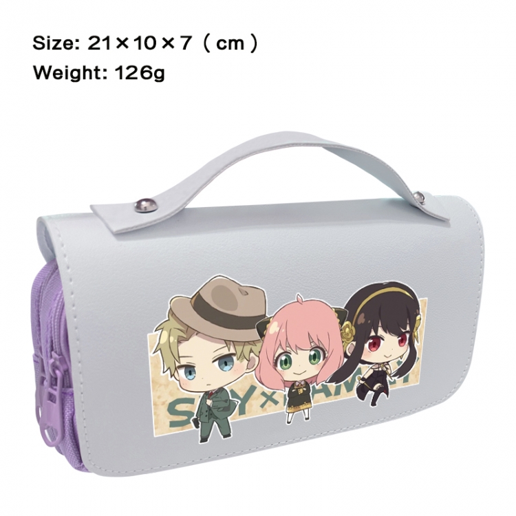 SPY×FAMILY Anime PU canvas flip three color portable pen bag 21X10X7cm