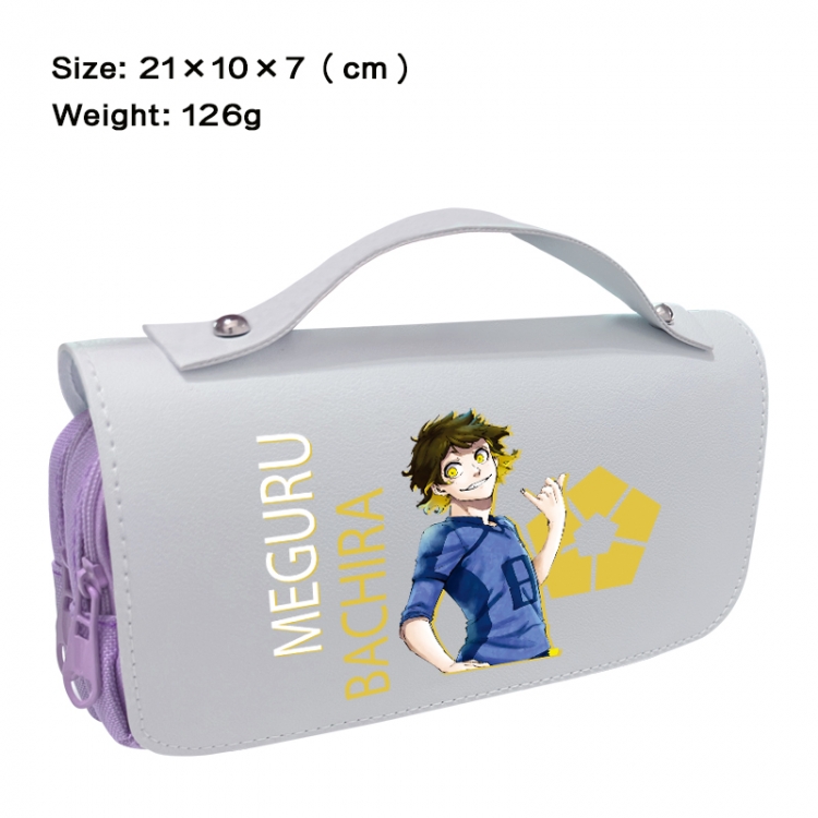 BLUE LOCK Anime PU canvas flip three color portable pen bag 21X10X7cm