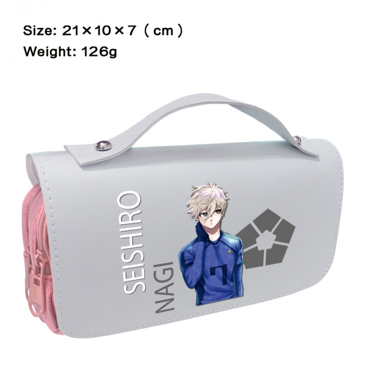 BLUE LOCK Anime PU canvas flip three color portable pen bag 21X10X7cm