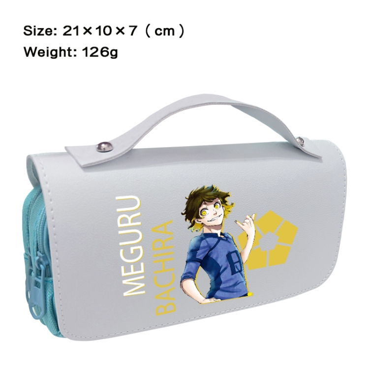BLUE LOCK Anime PU canvas flip three color portable pen bag 21X10X7cm