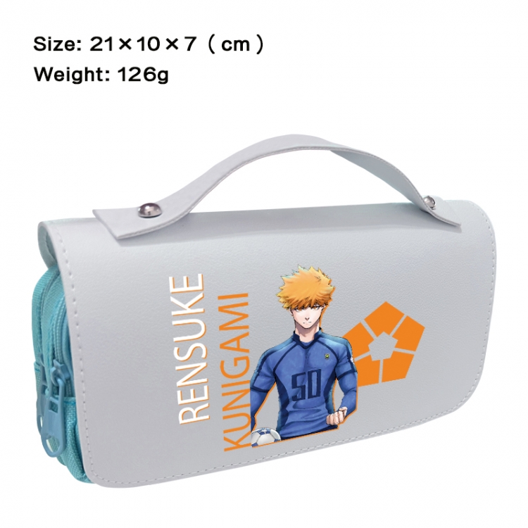 BLUE LOCK Anime PU canvas flip three color portable pen bag 21X10X7cm