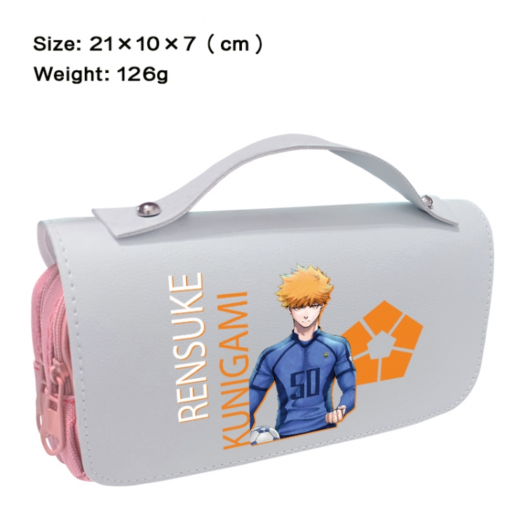 BLUE LOCK Anime PU canvas flip three color portable pen bag 21X10X7cm