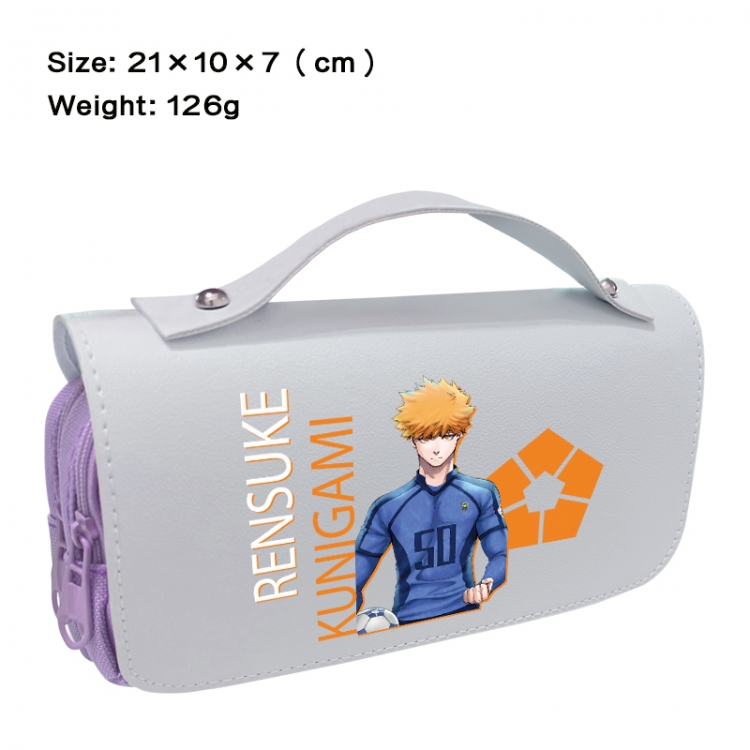 BLUE LOCK Anime PU canvas flip three color portable pen bag 21X10X7cm