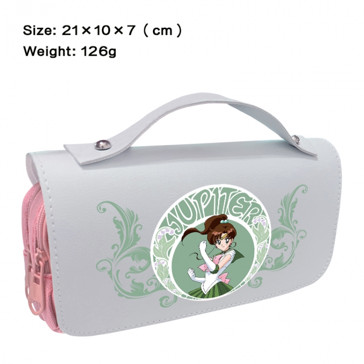 sailormoon Anime PU canvas flip three color portable pen bag 21X10X7cm