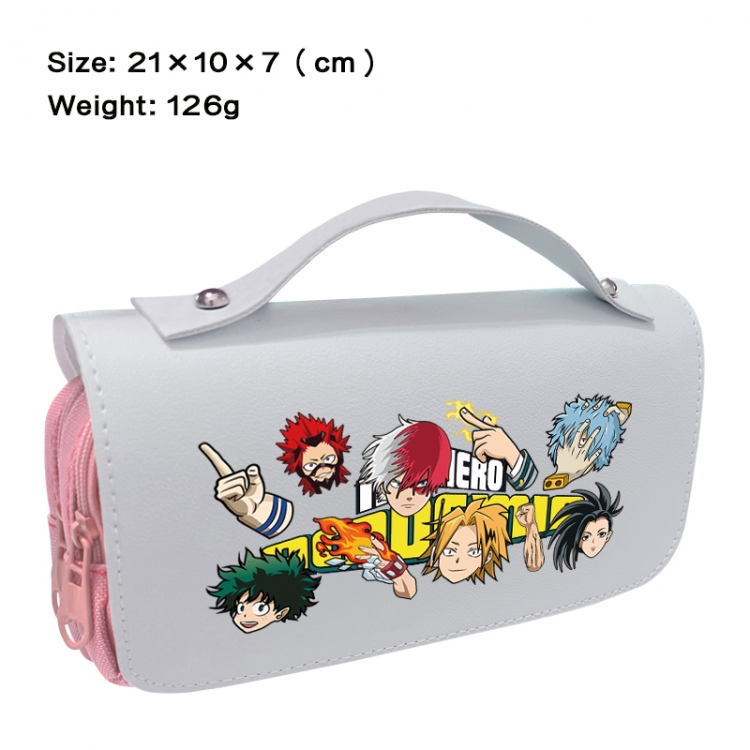 My Hero Academia Anime PU canvas flip three color portable pen bag 21X10X7cm